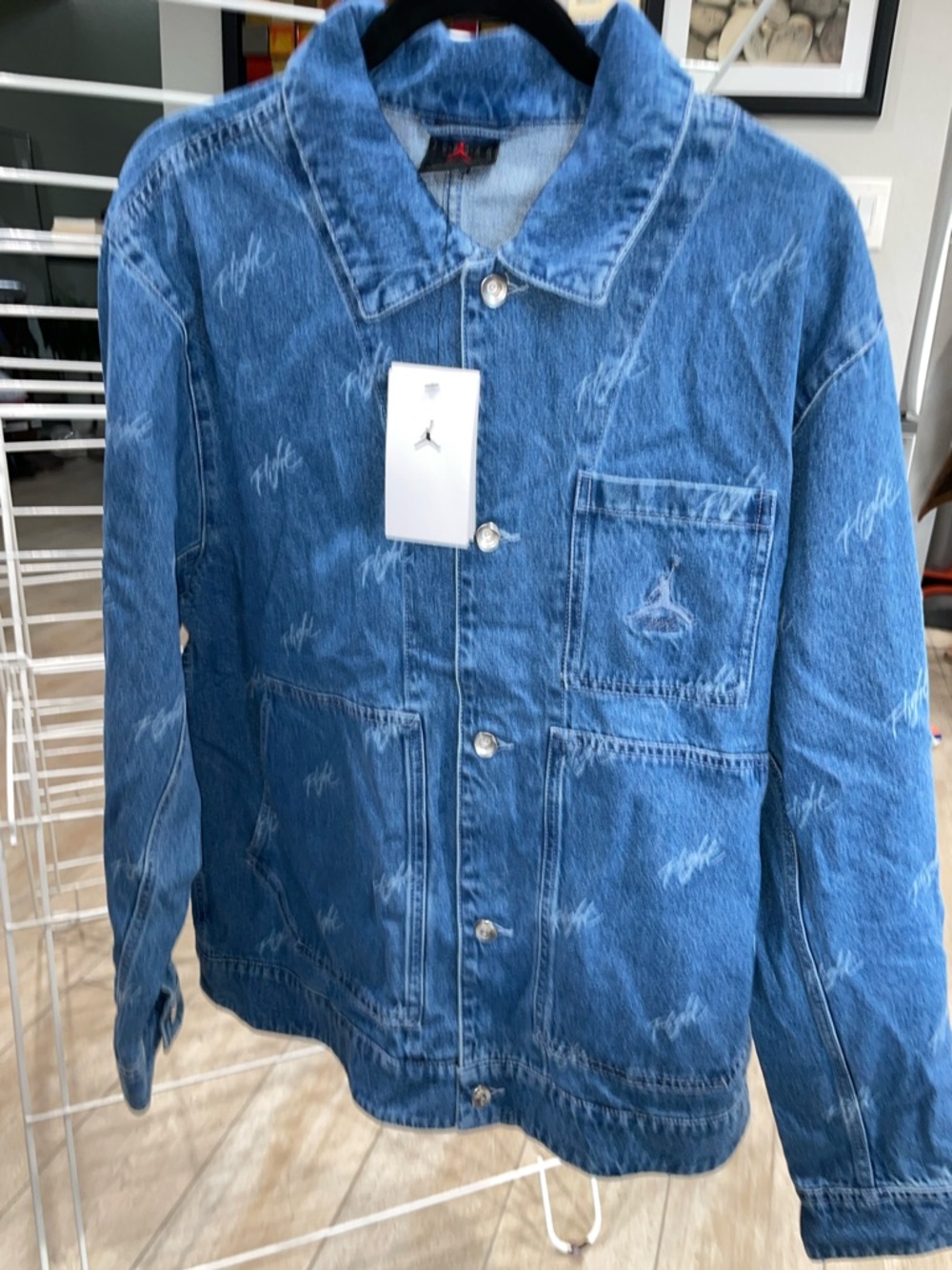 Jordan Heritage Flight Blue Denim Jacket with Embroidered Jumpman Detail